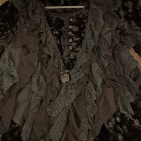 WimsyGoth Ruffled mystical forest fairy ladies top. - Picture 7 of 14